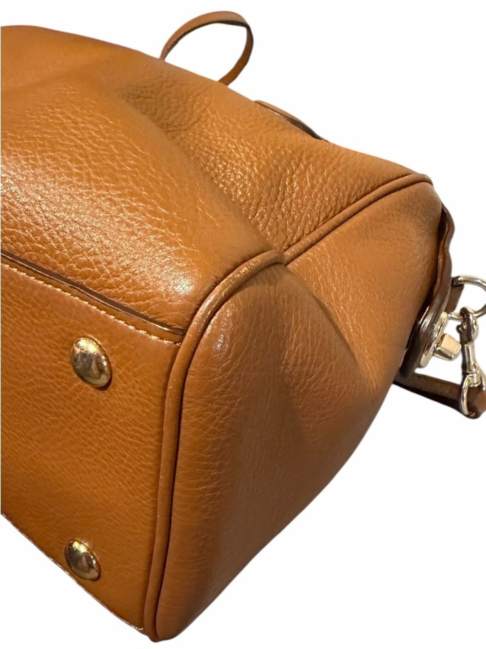 Coach Mini Bennett Satchel Pebbled Leather Caramel Brown Crossbody Strap VGC - Picture 9 of 16
